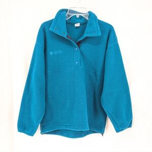 Vintage 90s Columbia Fleece Pullover Snap Button Made in USA Womens Size M
